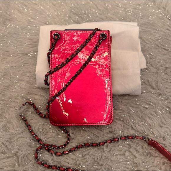Chanel Pink (Fuchsia) Patent Cell Phone Crossbody Bag - Picture 6 of 8